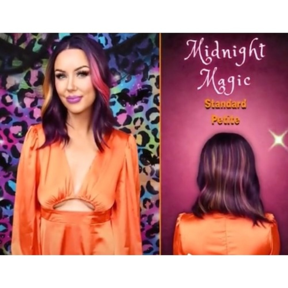 NWT Midnight Magic Chelsey Smith Halloween Purple Orange Pink Wig Lace CSC RARE